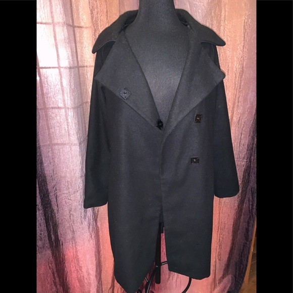 Skunkfunk Jackets & Blazers - Skunkfunk “yaelle” snap bottom up black wool coat